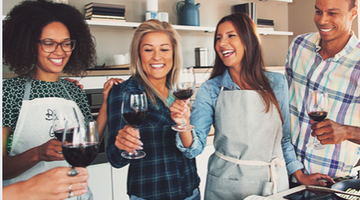 Holiday drinks with flowers and boughs