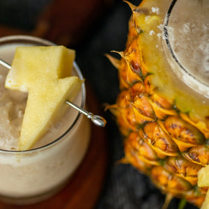 Smoky Stardust in glass and pineapple.