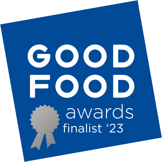 A badge reads "Good Food Awards Finalist '23."