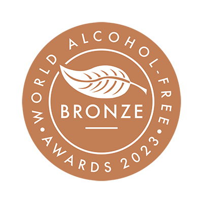 A badge that reads "2023 World Alcohol Free Awards Bronze."
